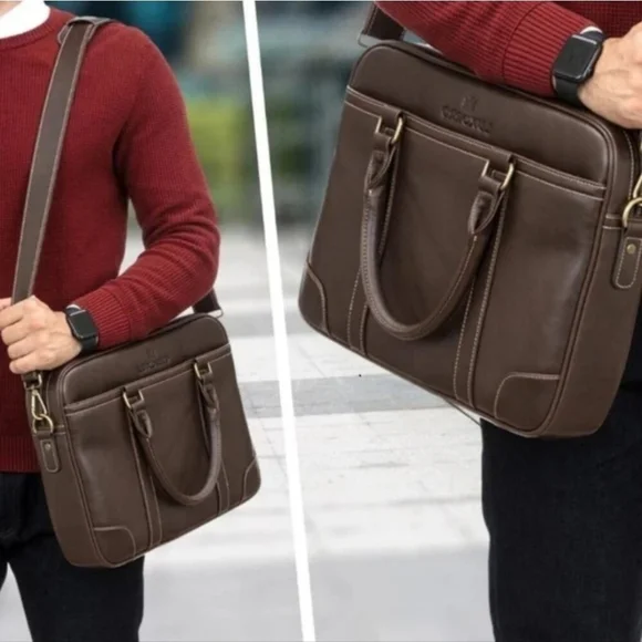 Luxorro Full Grain Genuine Leather Laptop Bag NWT